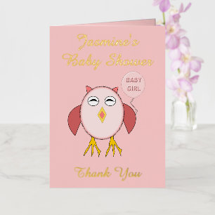 Mooie Roze Baby Meisje Uil Baby Shower Op Maat Folie Wenskaart
