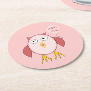 Mooie Roze Baby Meisje Uil Papieren Onderzetters