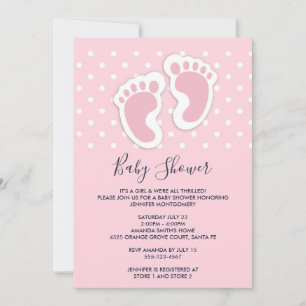 Mooie Roze Baby Meisje Voetafdrukken Baby Shower Kaart