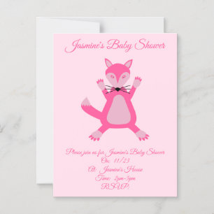 Mooie Roze Baby Meisje Vos Aangepaste Baby Shower Magnetische Uitnodiging