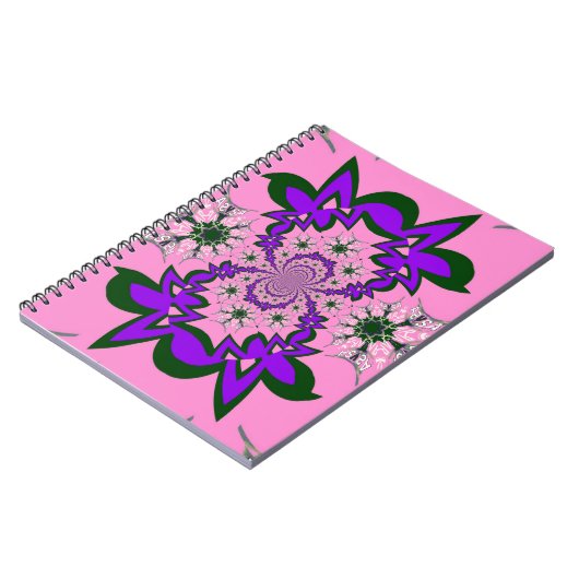 Mooie roze baby roze paarse schaduwmotief mono notitieboek (Linkerzijde)