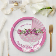 Mooie roze baby shower Papieren bord