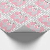 Mooie Roze Baby shower Party Custom Olifant Cadeaupapier (Hoek)