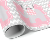 Mooie Roze Baby shower Party Custom Olifant Cadeaupapier (Rol Hoek)