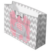 Mooie Roze Baby shower Party Custom Olifant Groot Cadeauzakje (Voorkant Gekanteld)