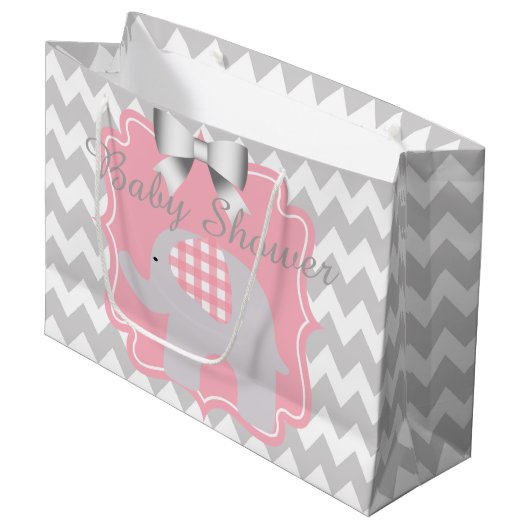 Mooie Roze Baby shower Party Custom Olifant Groot Cadeauzakje (Voorkant Gekanteld)
