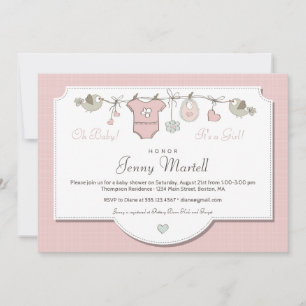 Mooie Roze Babykleren   Baby Shower Kaart