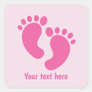 Mooie roze babyvoetjes voeg bericht toe vierkante sticker