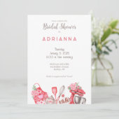 Mooie roze bakken bruids douche uitnodiging (Staand voorkant)