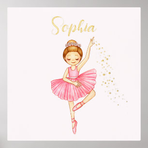 Mooie Roze Ballerina Sterrenstof Slaapkamer Folie Afdrukken