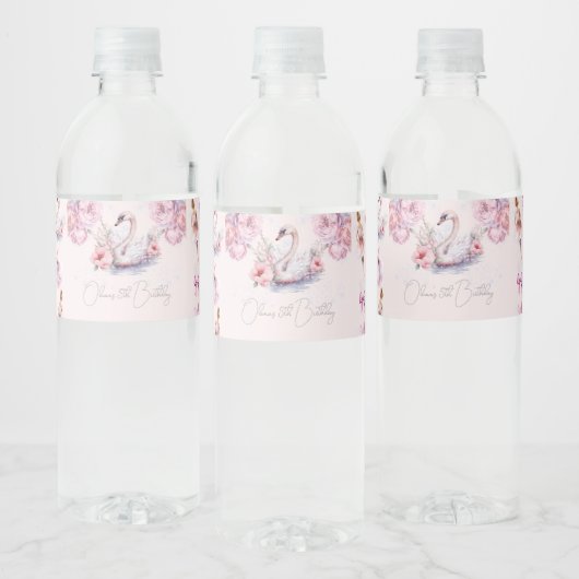 Mooie roze ballerina verjaardag gepersonaliseerd waterfles etiket (Flessen)
