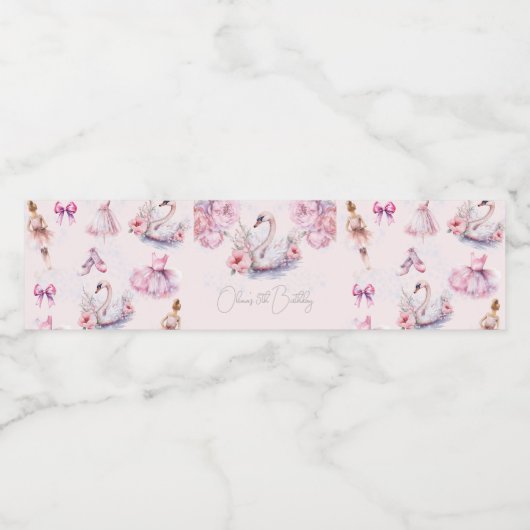 Mooie roze ballerina verjaardag gepersonaliseerd waterfles etiket (Enkel label)