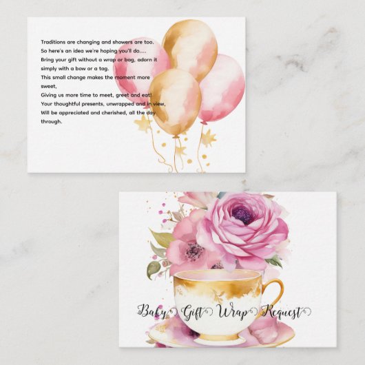 Mooie roze ballonnen douche display verzoek informatiekaartje (Voorkant / Achterkant)