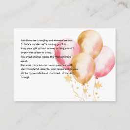 Mooie roze ballonnen douche display verzoek informatiekaartje