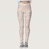 Mooie roze beige bloemen Leggings (Voorkant)