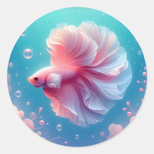 Mooie roze Betta Vis Ronde Sticker (Voorkant)