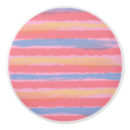 Mooie Roze Blau Gele Aquarel Strepen Keramische Knop