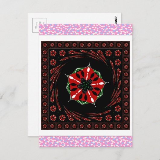 Mooie Roze Blauw Wit Harten van Liefde Ontwerp Briefkaart (Voorkant / Achterkant)