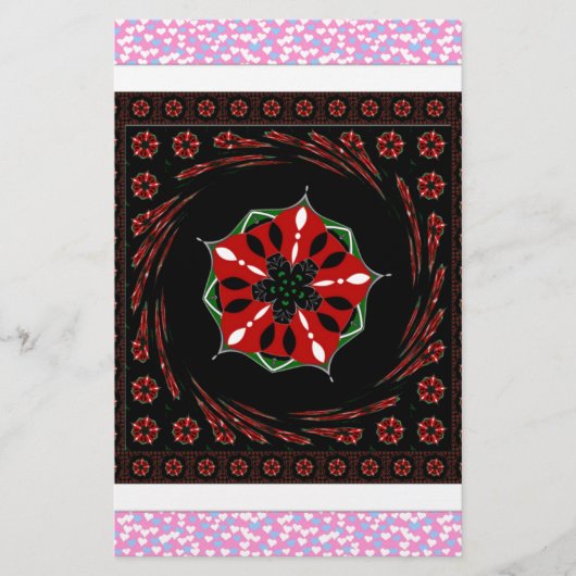 Mooie Roze Blauw Wit Harten van Liefde Ontwerp Briefpapier (Voorkant)