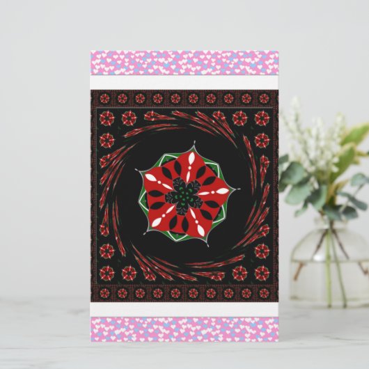 Mooie Roze Blauw Wit Harten van Liefde Ontwerp Briefpapier (Staand voorkant)