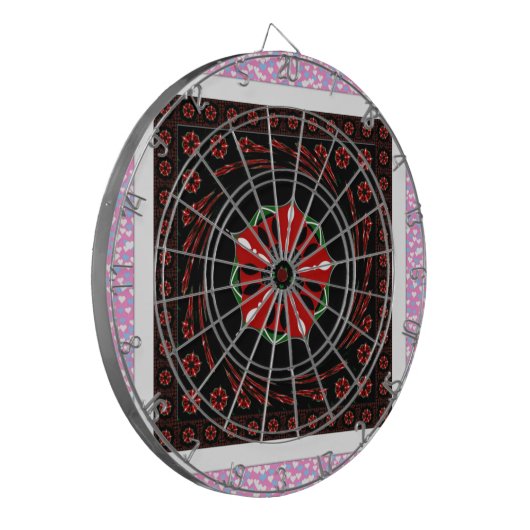 Mooie Roze Blauw Wit Harten van Liefde Ontwerp Dartbord (Voorkant Links)