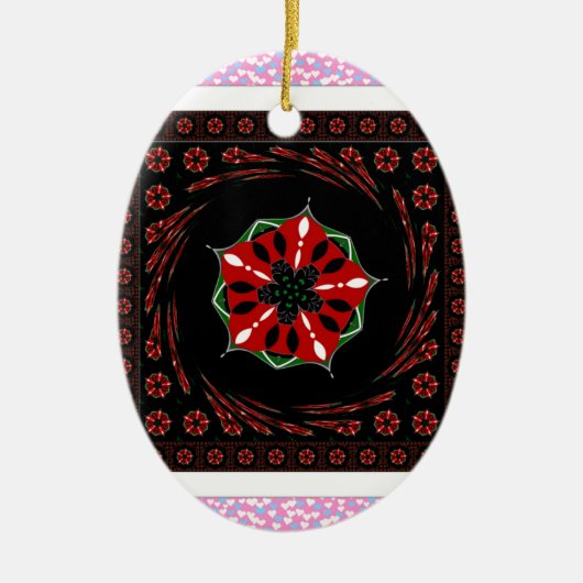 Mooie Roze Blauw Wit Harten van Liefde Ontwerp Keramisch Ornament (Voorkant)