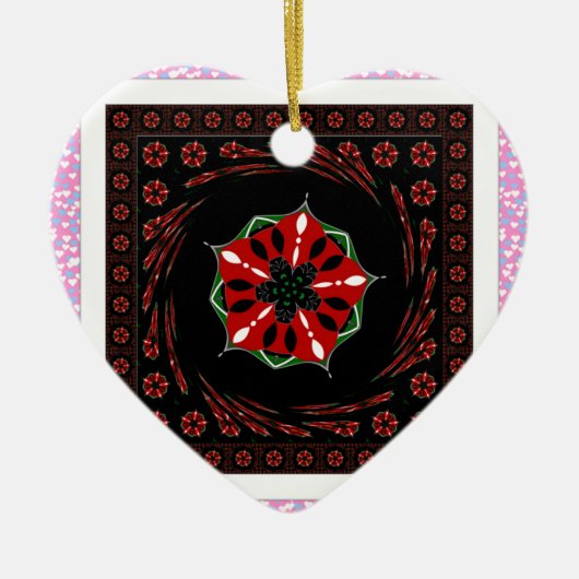 Mooie Roze Blauw Wit Harten van Liefde Ontwerp Keramisch Ornament (Voorkant)