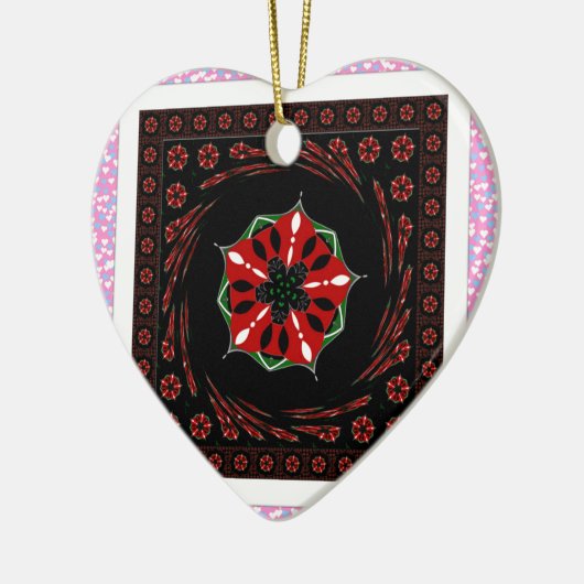 Mooie Roze Blauw Wit Harten van Liefde Ontwerp Keramisch Ornament (Links)