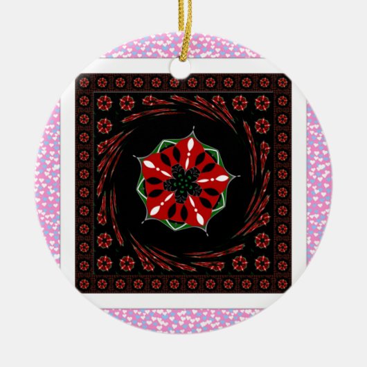 Mooie Roze Blauw Wit Harten van Liefde Ontwerp Keramisch Ornament (Voorkant)