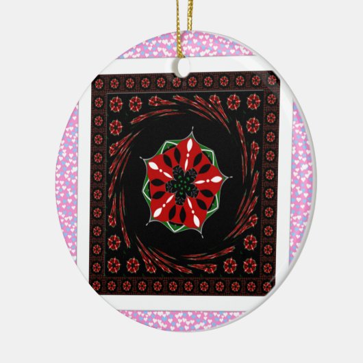 Mooie Roze Blauw Wit Harten van Liefde Ontwerp Keramisch Ornament (Links)