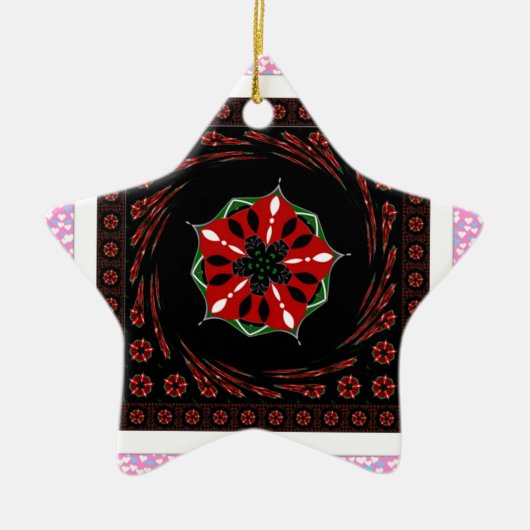 Mooie Roze Blauw Wit Harten van Liefde Ontwerp Keramisch Ornament (Voorkant)