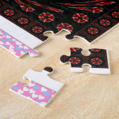 Mooie Roze Blauw Wit Harten van Liefde Ontwerp Legpuzzel (Zijkant)