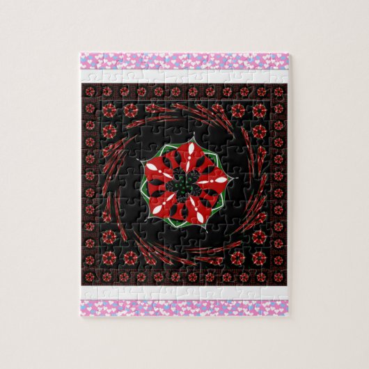 Mooie Roze Blauw Wit Harten van Liefde Ontwerp Legpuzzel (Verticaal)