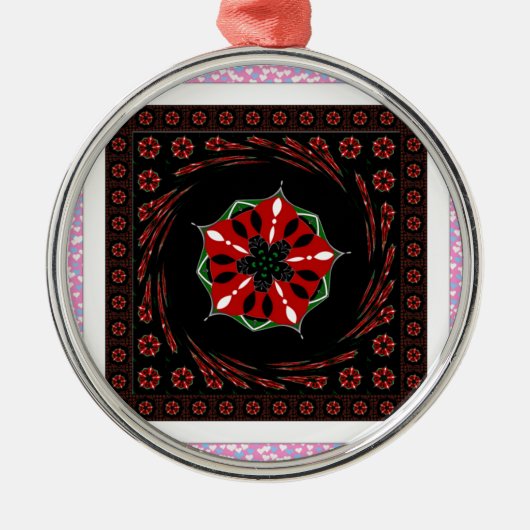 Mooie Roze Blauw Wit Harten van Liefde Ontwerp Metalen Ornament (Voorkant)