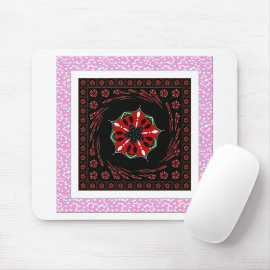 Mooie Roze Blauw Wit Harten van Liefde Ontwerp Muismat (Met muis)