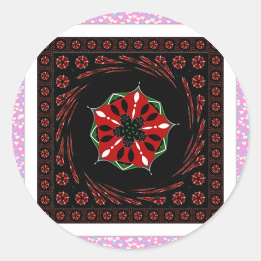 Mooie Roze Blauw Wit Harten van Liefde Ontwerp Ronde Sticker (Voorkant)