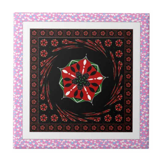 Mooie Roze Blauw Wit Harten van Liefde Ontwerp Tegeltje (Voorkant)