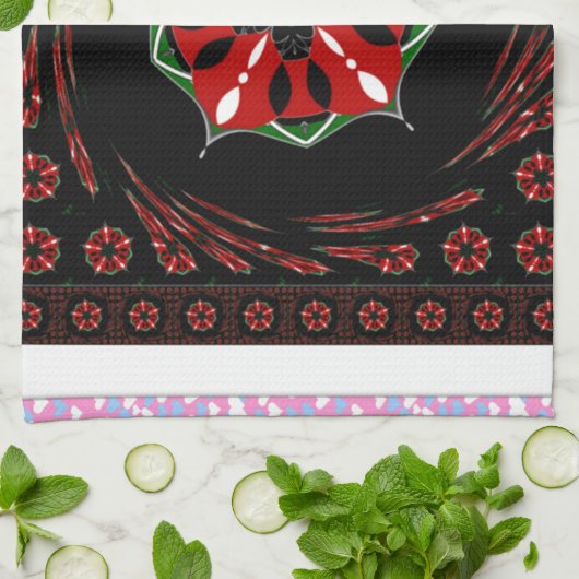 Mooie Roze Blauw Wit Harten van Liefde Ontwerp Theedoek (Gevouwen)