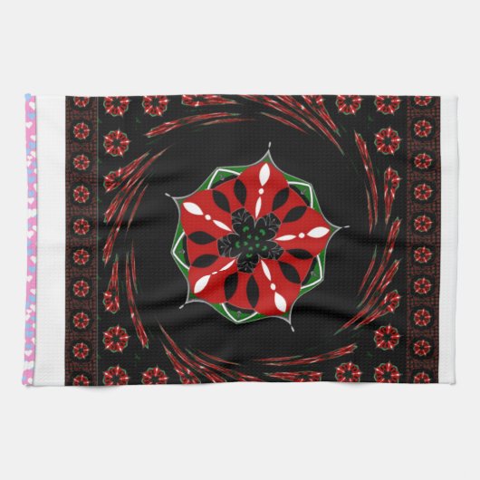 Mooie Roze Blauw Wit Harten van Liefde Ontwerp Theedoek (Horizontaal)