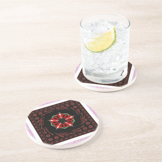 Mooie Roze Blauw Wit Harten van Liefde Ontwerp Zandsteen Onderzetter (Zijkant)