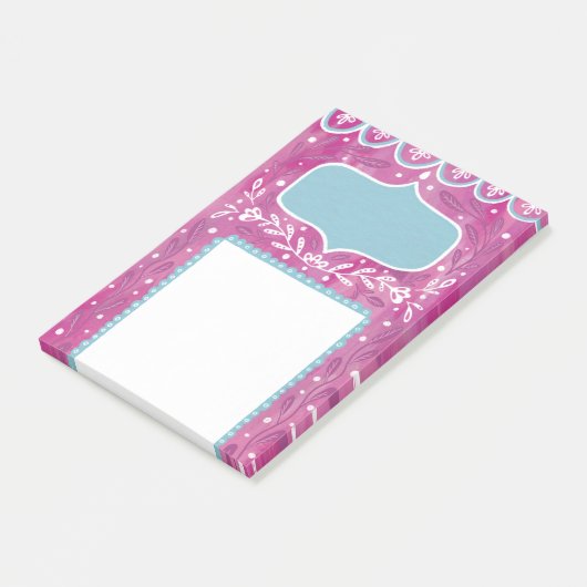 Mooie roze blauwe bloempatroon. Botanisch abstract Post-it® Notes (Schuin)