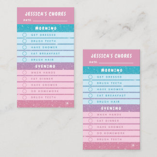 Mooie Roze Blauwe Glitter Dagelijkse Klusjes Voor Visitekaartje