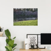 Mooie Roze Bloeiende Bomen Vijver Poster (Thuiskantoor)