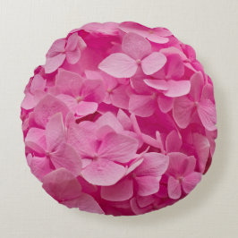 Mooie roze bloeiende hortensia, elegante bloem rond kussen