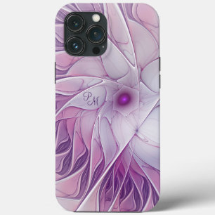 Mooie Roze Bloem Abstracte Fractale Initialen Case-Mate iPhone Case