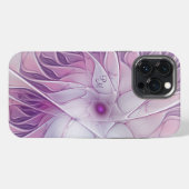 Mooie Roze Bloem Abstracte Fractale Initialen iPhone Hoesje (Achterkant horizontaal)
