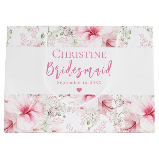 Mooie Roze Bloem Bruidsmeisje Groot Cadeauzakje (Voorkant)