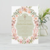 Mooie roze bloem Christelijke kerktoewijding Kaart (Staand voorkant)