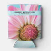 Mooie roze bloem close-up foto 40e verjaardag blikjeskoeler (Achterkant)