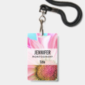 Mooie Roze Bloem Close-up Foto Badge (Voorzijde met lanyard)